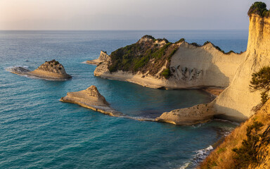 Beautiful view of Cape Drastis in the island of Corfu in Greece