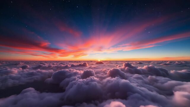 Dramatic sunset above cloudscape, for website banners