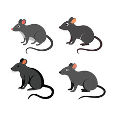 A set of colorful rat vector art illustration