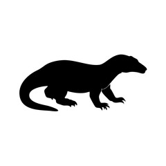 Komodo dragon black silhouette illustration isolated on a white background