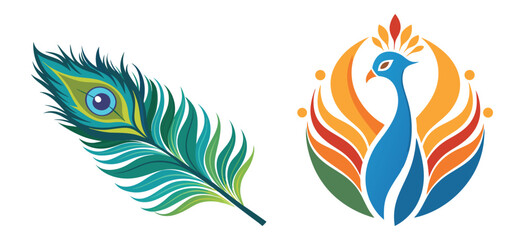 Obraz premium A woman in a VR headset interacts in a digital space with glowing peacock elements, blending high-tech innovation and natural motifs