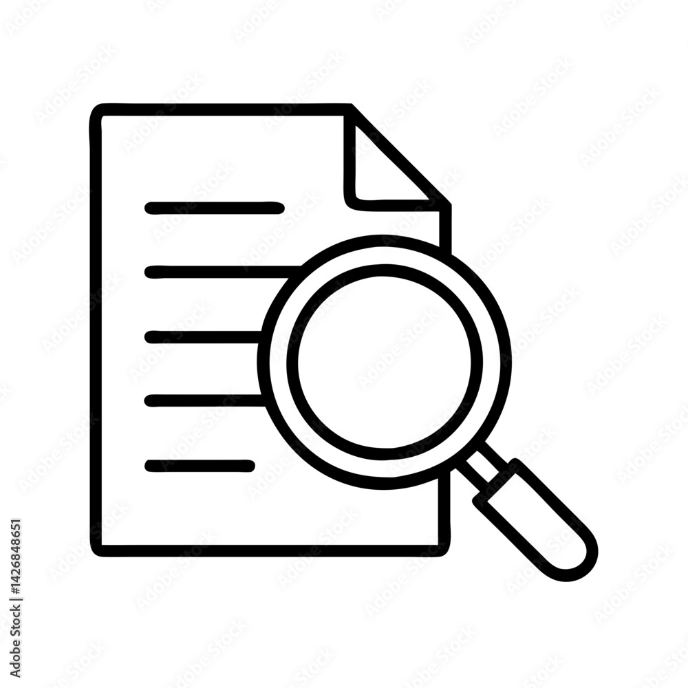 Poster document search find magnifying glass file information data analysis research paper review report 90