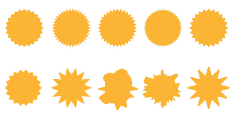 Sticker price set, sale or discount. Price tag, promo badge, shopping label, icon set, customizable vector