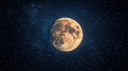 Obraz premium Glowing Crescent Moon Against a Starry Night Sky