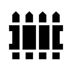 Wooden Fence Section with Panels Icon Design