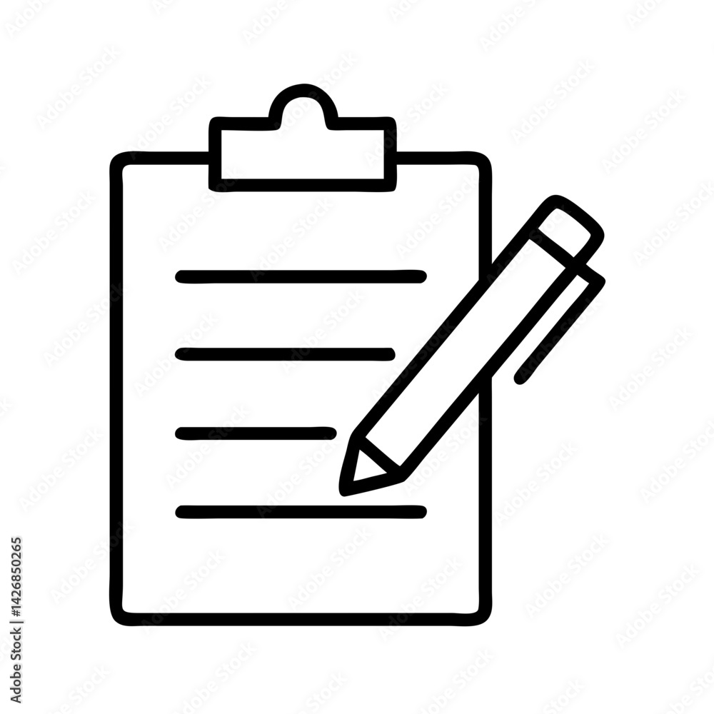 Poster clipboard with pen icon vector illustration for document checklist task list and planning form note 