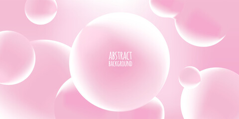 Gradient background with pink round shapes, 3D vector abstract background, Morphing soft blobs, realistic air bubbles