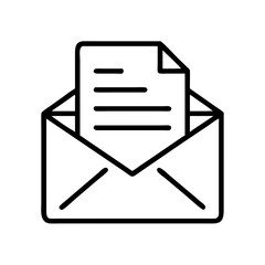 Open envelope with letter vector icon message email mail correspondence communication line art design