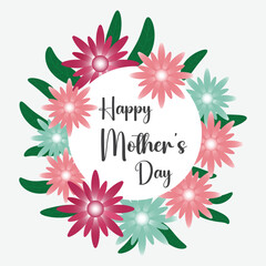 Beautiful White Daisies with Happy Mother’s Day Card  Floral Celebration Background
