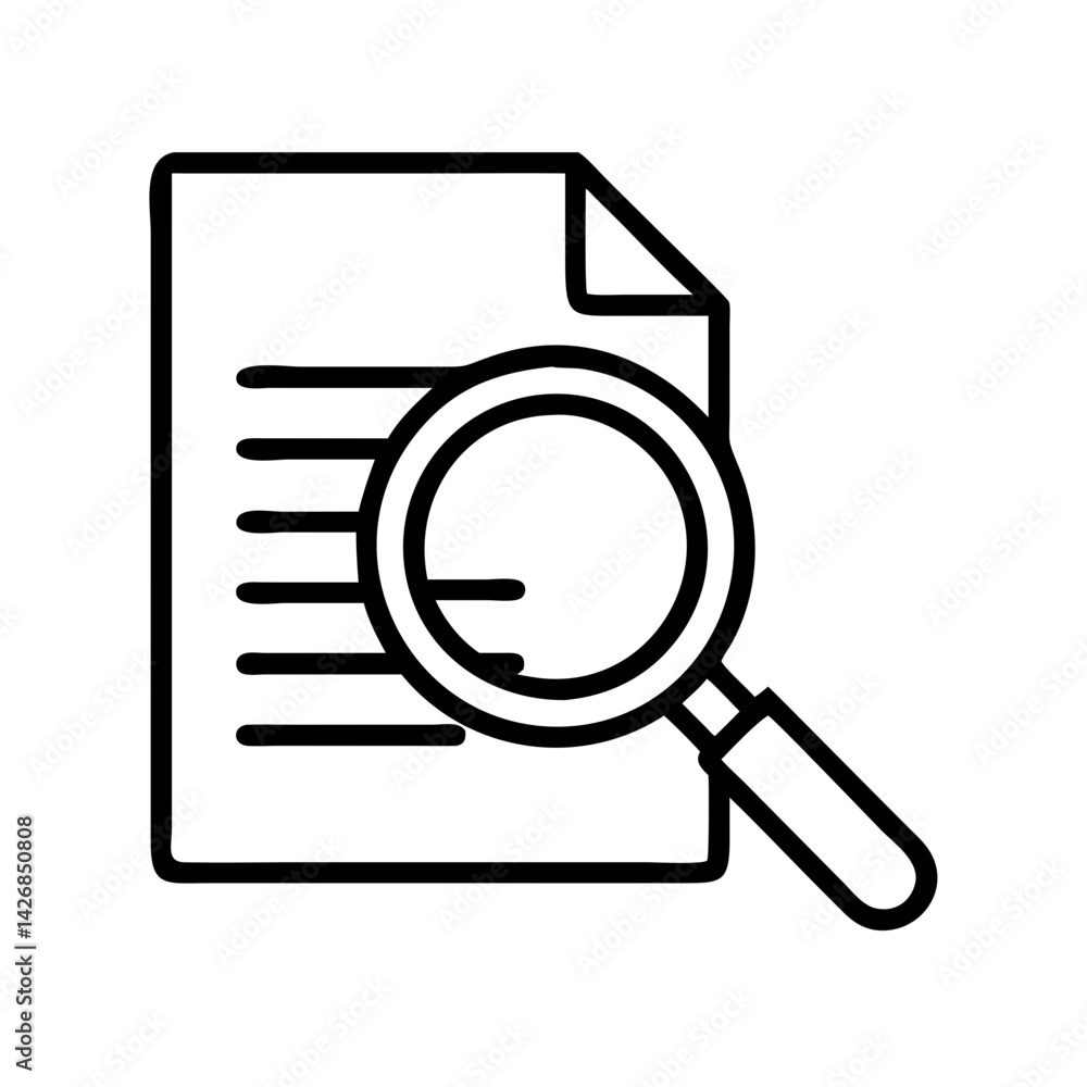Poster document search magnifier analysis find research information data file zoom investigation paper chec