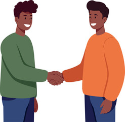 Fototapeta premium Two men shaking hands greeting and agreement illustration vector image 