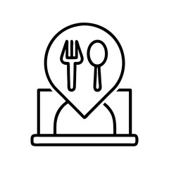 Restaurant food location pin fork spoon eatery dining place map pointer navigation signpost