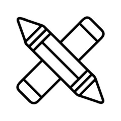 Drawing coloring crayon pencil art design graphic illustration outline vector icon school paint education tool stationery creative supplies design