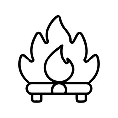 Outline fire flame campfire burning bonfire heat light warm danger hot flame vector icon design element