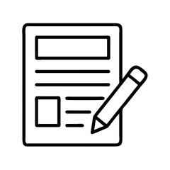 Illustration of document paper with pencil for writing notes and editing information design work