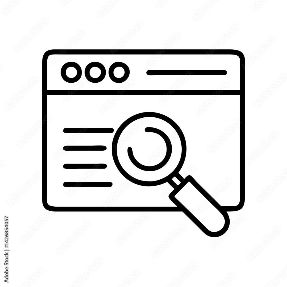 Poster search engine optimization seo web search magnifying glass website analysis icon vector line