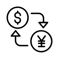 Dollar to yen currency exchange icon vector illustration finance investment money transfer business trade