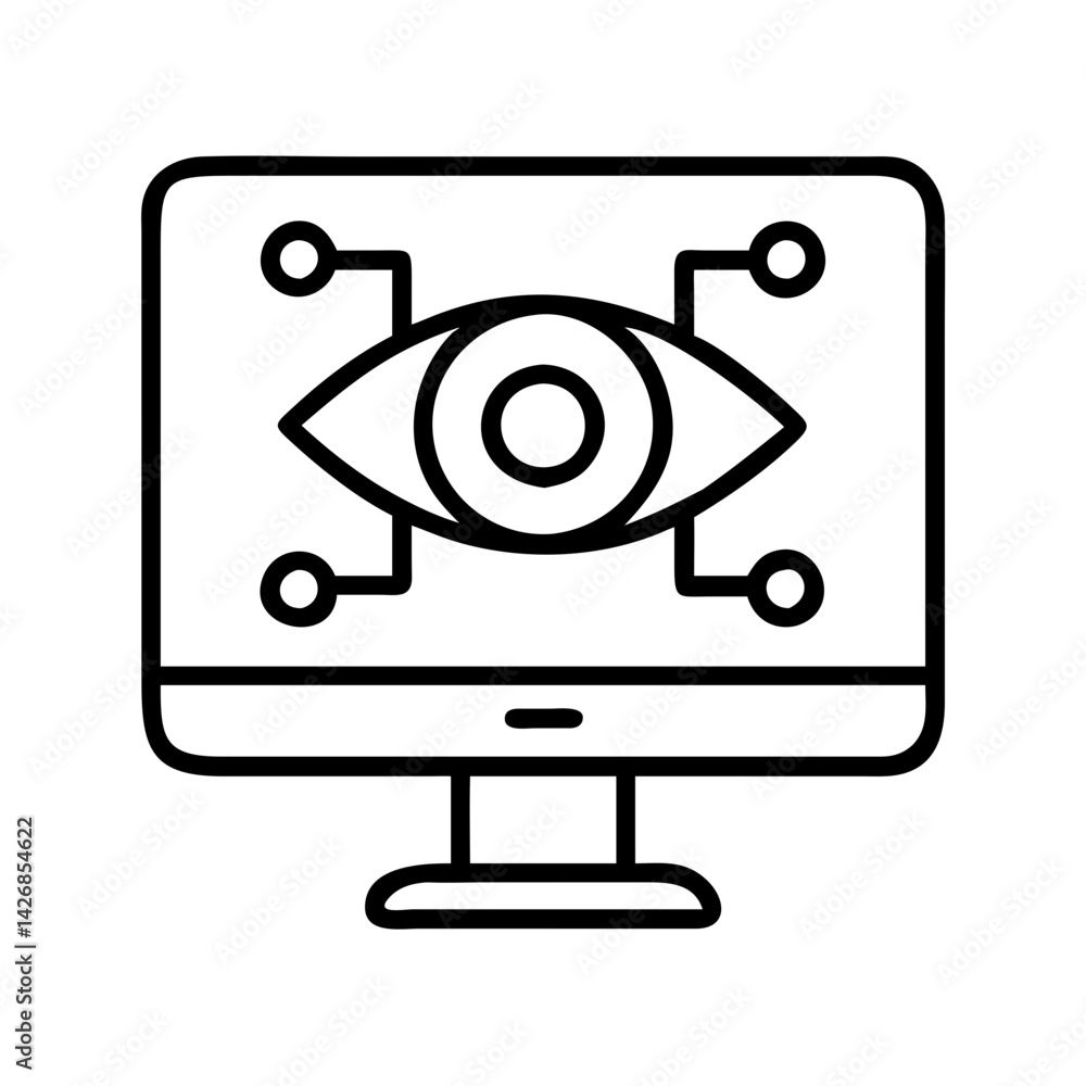 Poster Artificial intelligence eye on computer screen for cyber security and machine learning vision ai tech