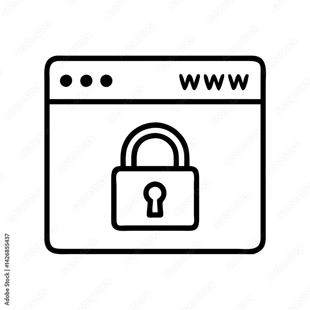 Poster secure website with padlock icon for internet security and data protection online with www mark sign
