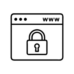 Secure website with padlock icon for internet security and data protection online with www mark sign