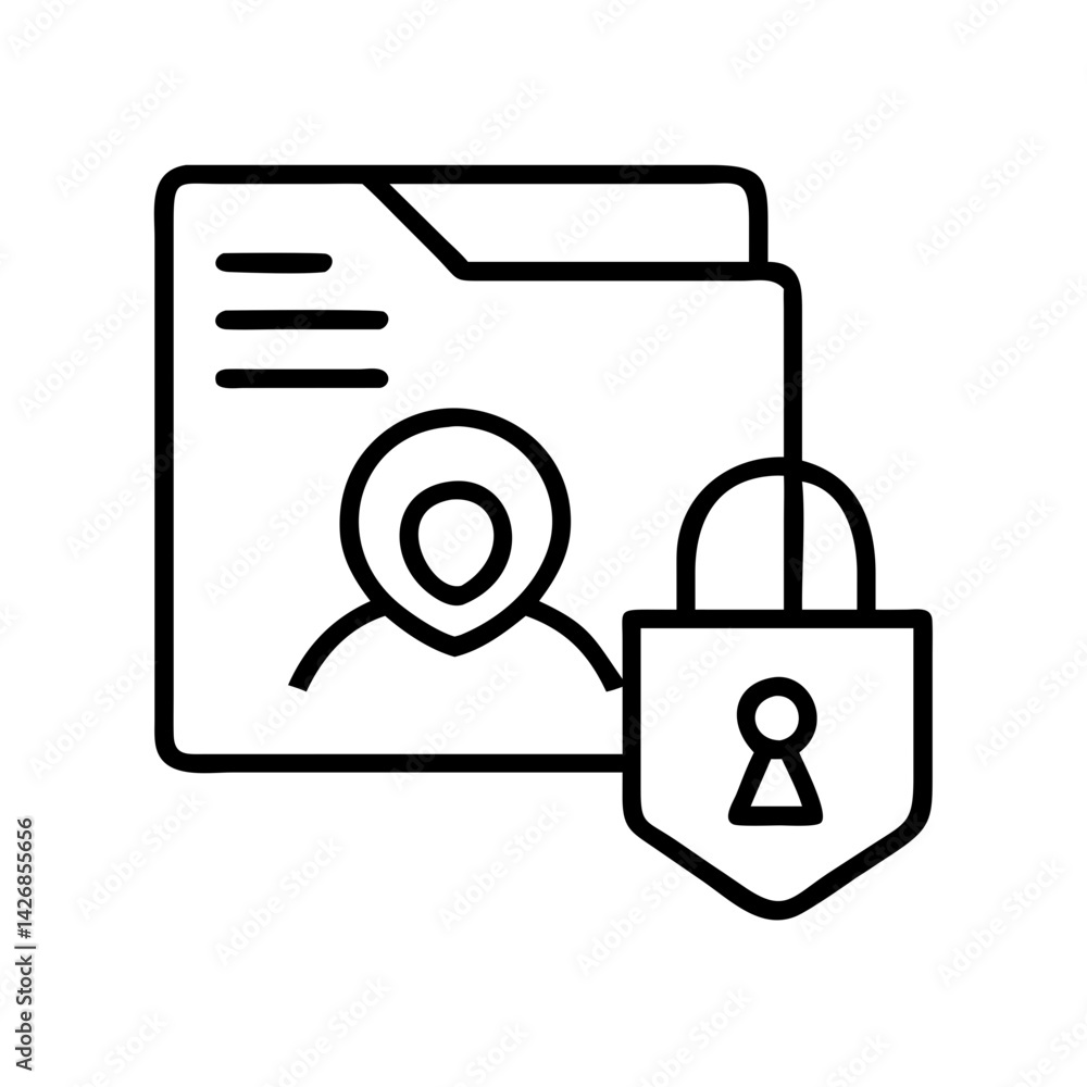 Poster secure personal data folder with padlock icon for privacy and protection of sensitive information on