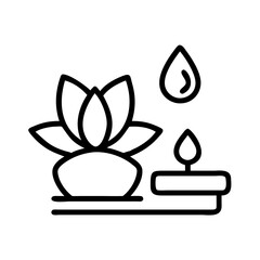 Lotus flower candle water drop spa wellness relaxation meditation zen peaceful holistic health icon