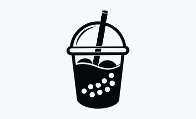 Bubble tea silhouette, Bubble Tea black silhouette,Bubble tea drink vector 