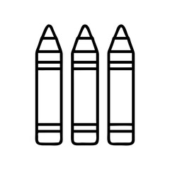 Outline crayon drawing coloring art supplies stationery school education design vector graphic icon