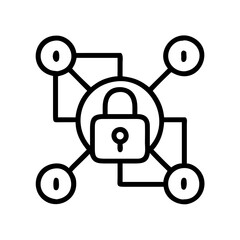 Network security blockchain technology cybersecurity data protection lock connection node icon