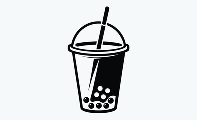 Bubble tea silhouette, Bubble Tea black silhouette,Bubble tea drink vector 