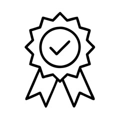 Check mark award ribbon badge achievement quality guarantee success verified approved validation icon