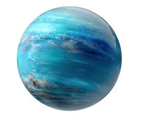 Beautiful depiction of a blue planet with swirling clouds and water
