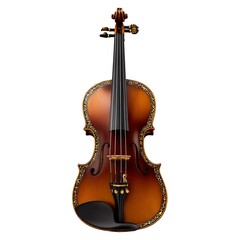 Fototapeta premium A beautifully crafted violin with ornate detailing, isolated on a clean white background