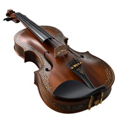 Obraz premium A beautifully crafted violin with ornate detailing, isolated on a clean white background