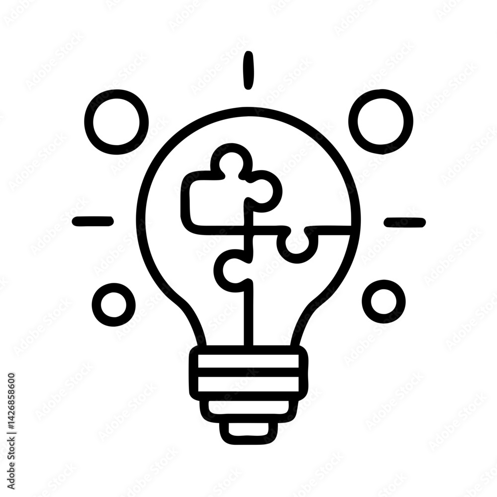 Poster lightbulb puzzle solution idea innovation creative thinking problem solving strategy concept design 