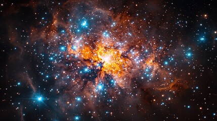 Naklejka premium Starburst nebula, vibrant cosmic colors