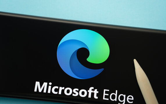 Dhaka, Bangladesh - 17 March 2025: The logo of the microsoft edge is displayed on a smartphone screen.