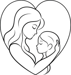 Continuous Line Motherhood Symbol Simple Tender Family Love.