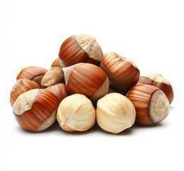 hazelnuts isolated on white