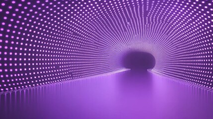 Purple LED tunnel of light, a vibrant, futuristic design.