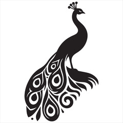 Fototapeta premium Peacock Feather Silhouette Vector Illustration