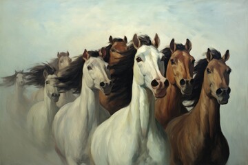Obraz premium Horses painting herd animal.