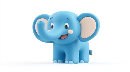 Naklejka premium elephant 3d rendering isolated on white background. Cartoon plastic style icon 
