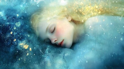 Fototapeta premium A serene image of a woman peacefully sleeping and dreaming, embodying a sense of mindfulness and spirituality.