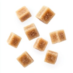 Brown sugar cubes scattered