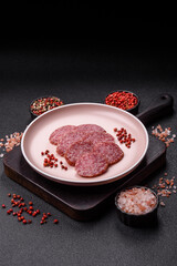 Sliced salami sausage, smoked meat, delicious deli snacks