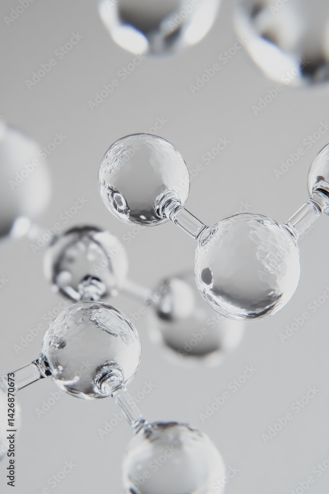 Poster translucent spherical molecules 3d abstract rendering