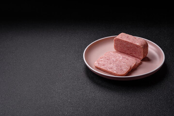 Canned ham, meat, pork, with spices and salt