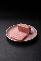 Canned ham, meat, pork, with spices and salt