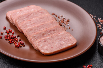 Canned ham, meat, pork, with spices and salt